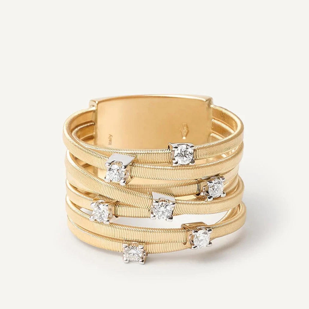 Marco Bicego Goa 18k Yellow Gold Diamond 7 Strand Ring - Orsini Jewellers