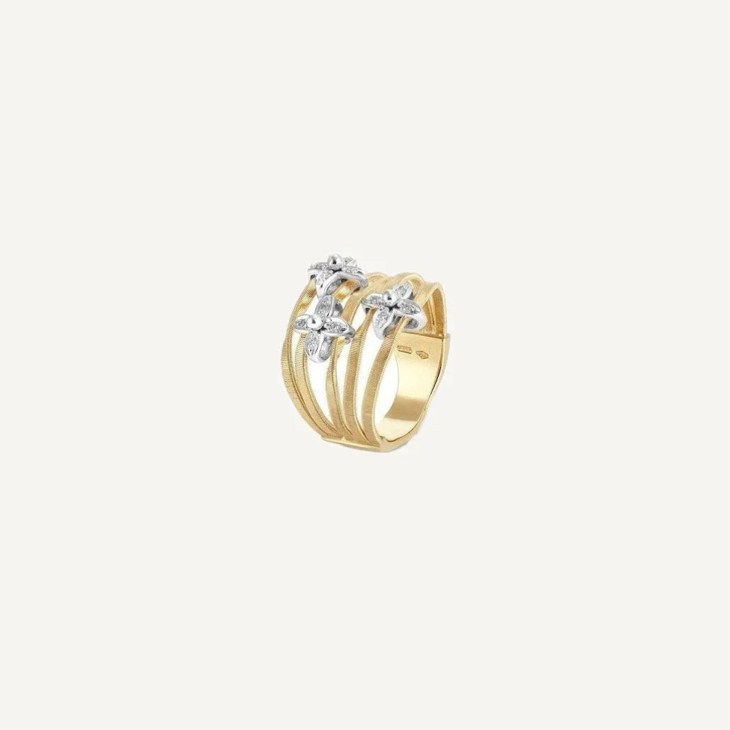 Marco Bicego Marrakech Onde Ring 5-strand Floral 18k Gold with Diamonds AG358 B3