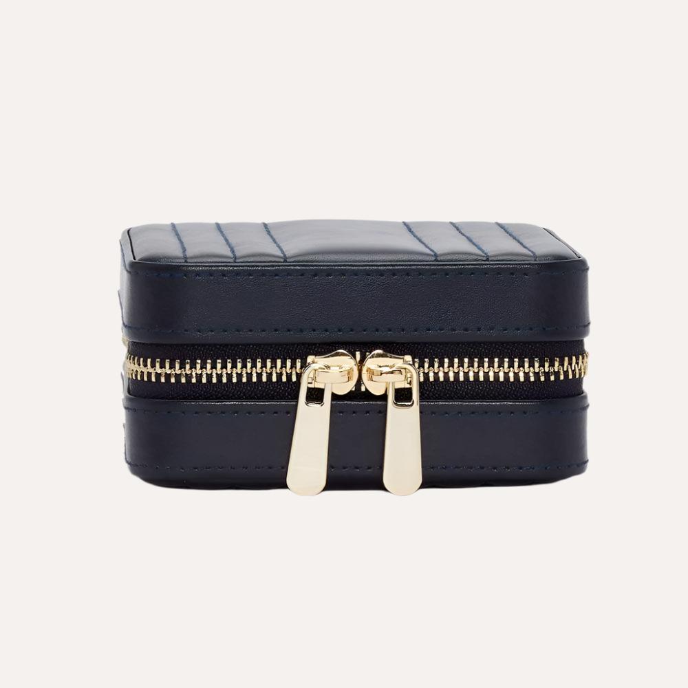 Maria Navy Small Zip Jewellery Travel Case - Orsini Jewellers