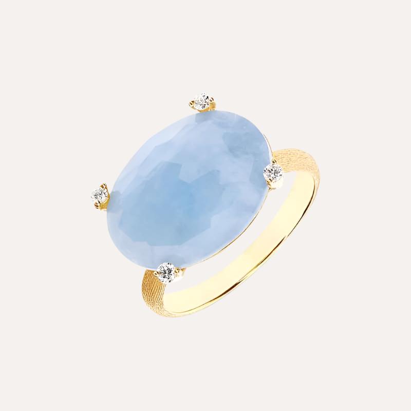 Nanis Ipanema Aquamarine Gold Ring with Diamond Detail - Orsini Jewellers