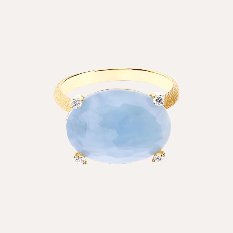 Nanis Ipanema Aquamarine Gold Ring with Diamond Detail - Orsini Jewellers