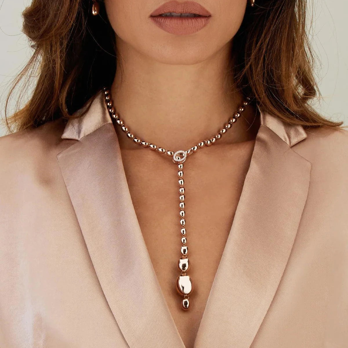 Nanis Ivy Rose Gold Boules and Diamonds Iconic Convertible Necklace - Orsini Jewellers