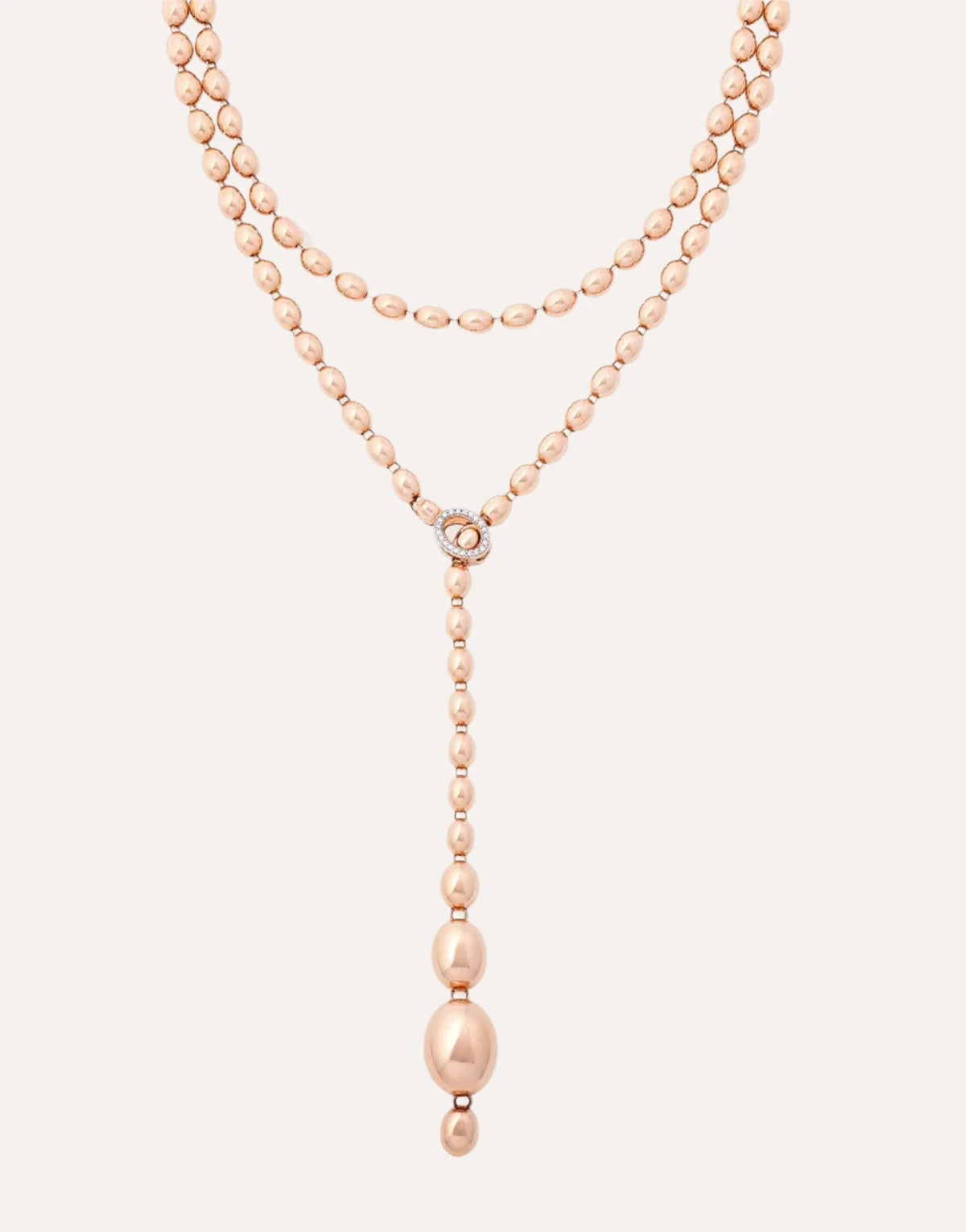 Nanis Ivy Rose Gold Boules and Diamonds Iconic Extra Long Convertible Necklace - Orsini Jewellers