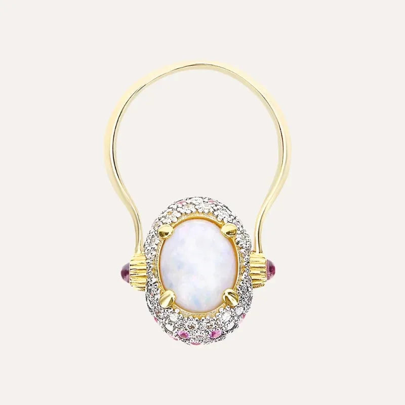 Nanis White Australian Opal and Diamonds Gold Double Face Ring (Medium) - Orsini Jewellers