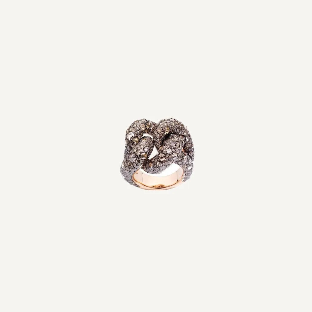 Pomellato Catene Ring in 18k Rose Gold with Brown Diamonds - Orsini Jewellers