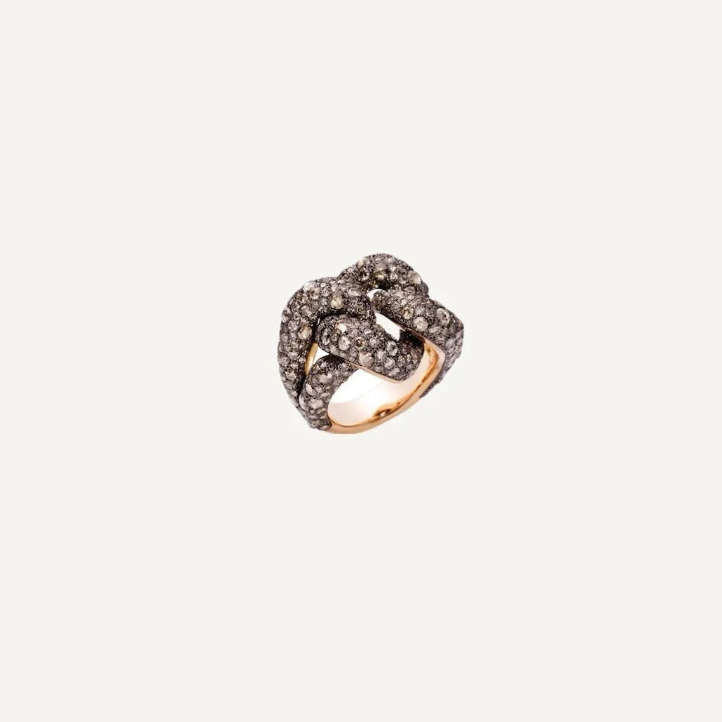 Pomellato Catene Ring in 18k Rose Gold with Brown Diamonds - Orsini Jewellers