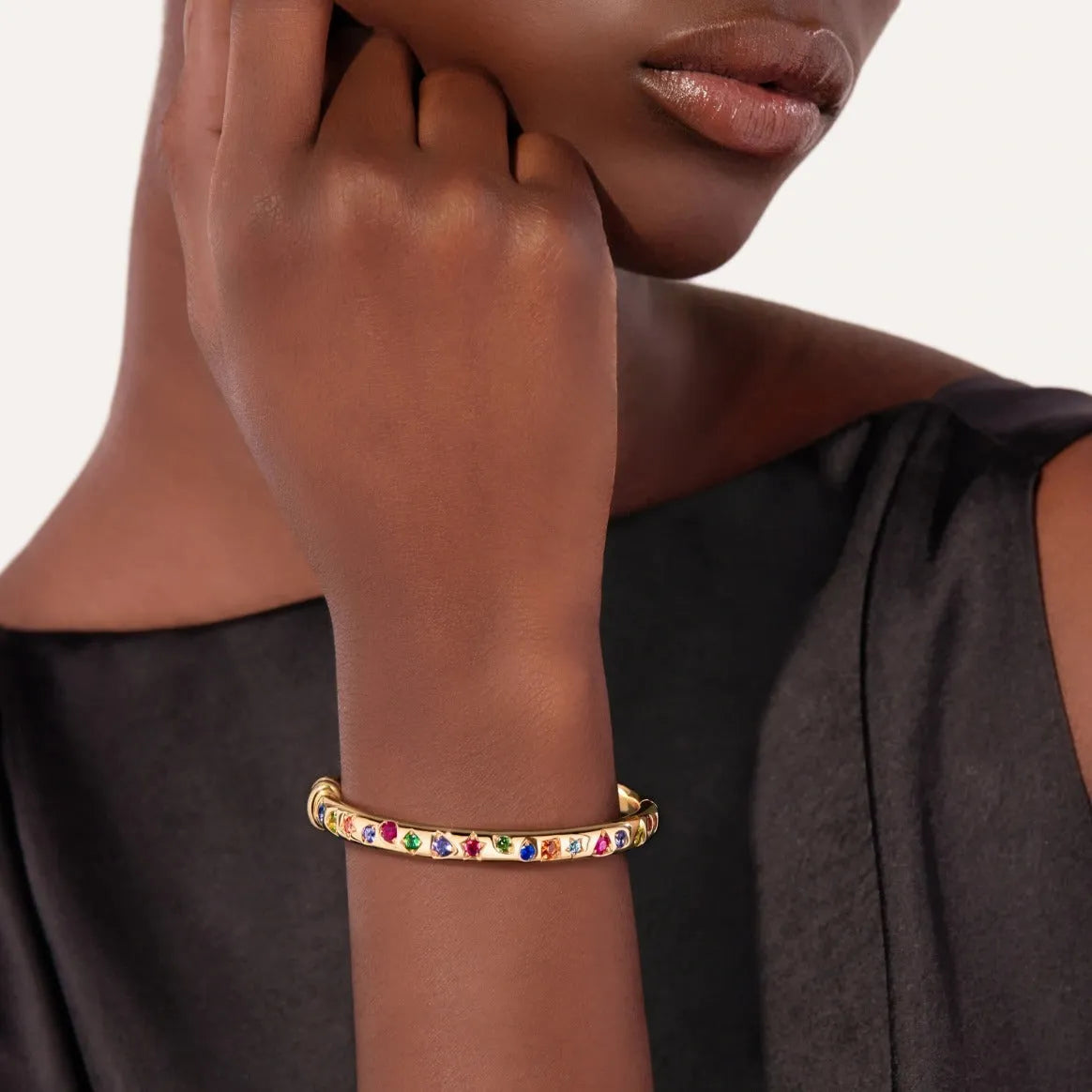 Pomellato Iconica Bangle in 18k Rose Gold with Coloured Gemstones - Orsini Jewellers
