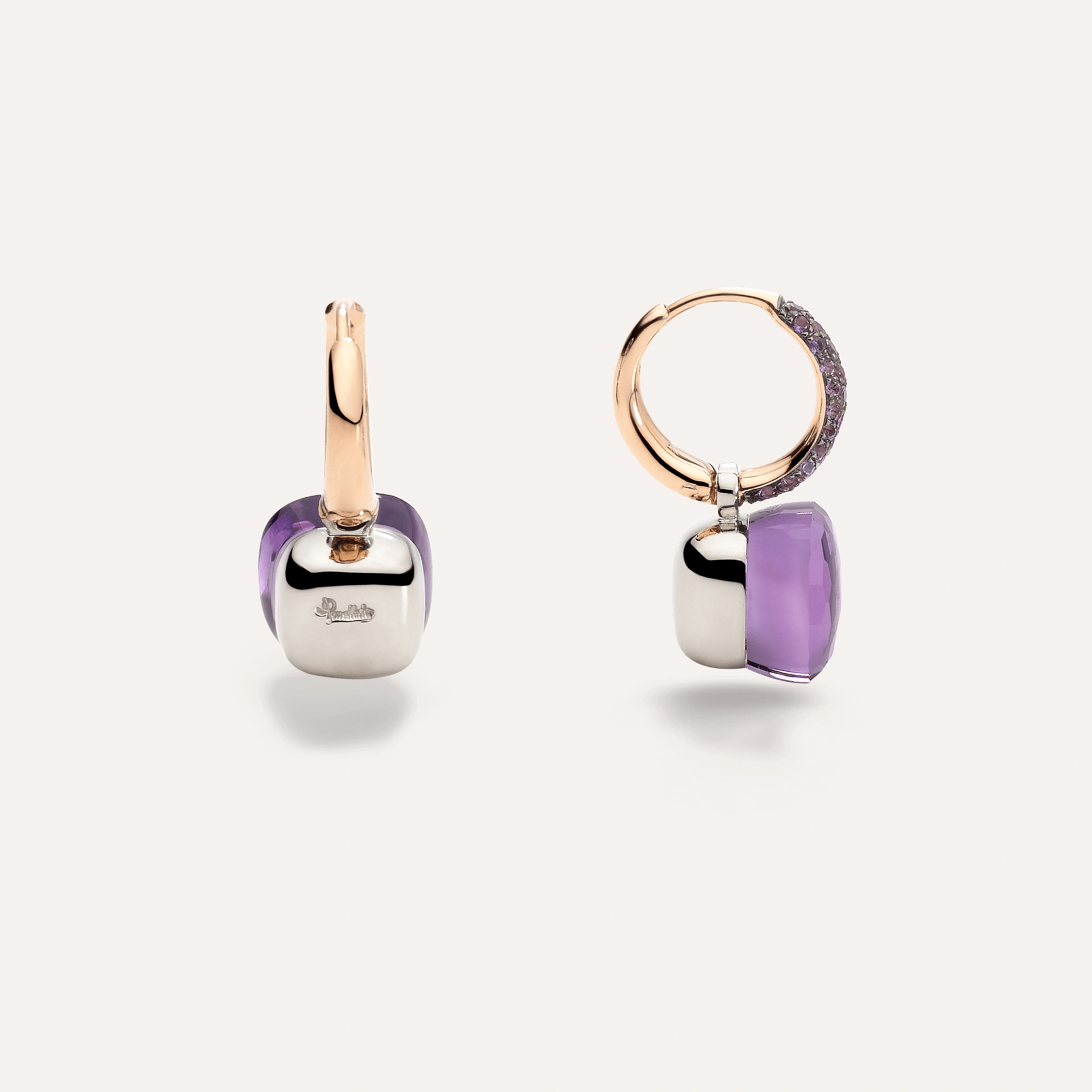 Pomellato Nudo 18k Gold Drop Earrings with Amethyst and Jade - Orsini Jewellers