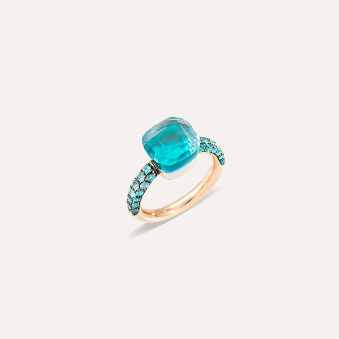 Pomellato Nudo Deep Blue Ring 18k Gold Sky Blue Topaz, Agate and Diffused Topaz - Orsini Jewellers