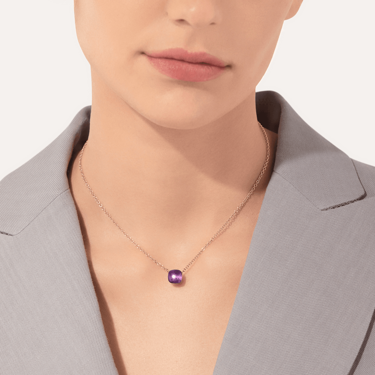 Pomellato Nudo Necklace with Petit Pendant, 18k Gold with Amethyst - Orsini Jewellers