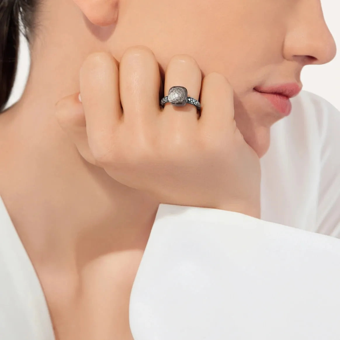Pomellato Nudo Ring 18k Gold with Obsidian and Black Diamonds - Orsini Jewellers