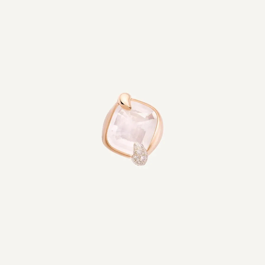 Pomellato Ritratto Ring in 18k Rose Gold with White Quartz and Diamonds - Orsini Jewellers