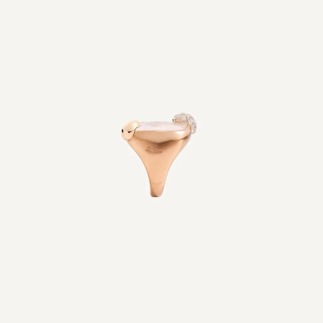 Pomellato Ritratto Ring in 18k Rose Gold with White Quartz and Diamonds - Orsini Jewellers