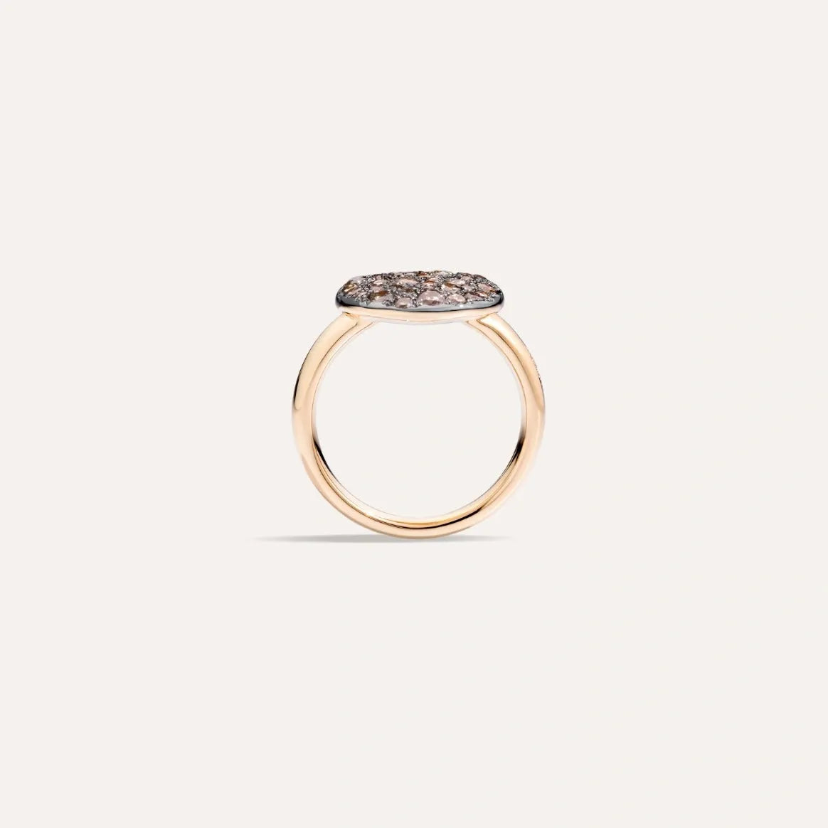 Pomellato Sabbia Ring in 18k Rose Gold with Brown Diamonds large - Orsini Jewellers