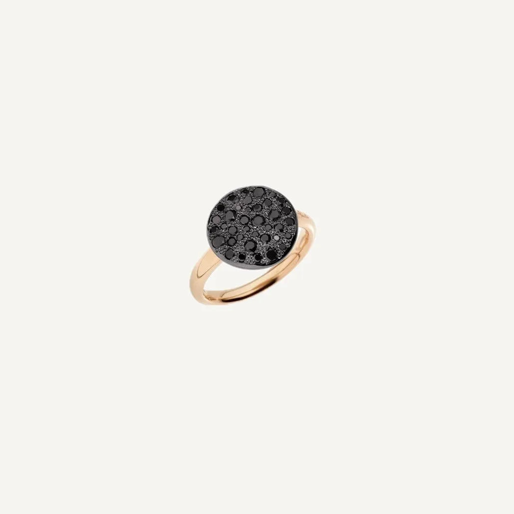 Pomellato Sabbia Ring in 18k Rose Gold with Pave Black Diamonds - Orsini Jewellers