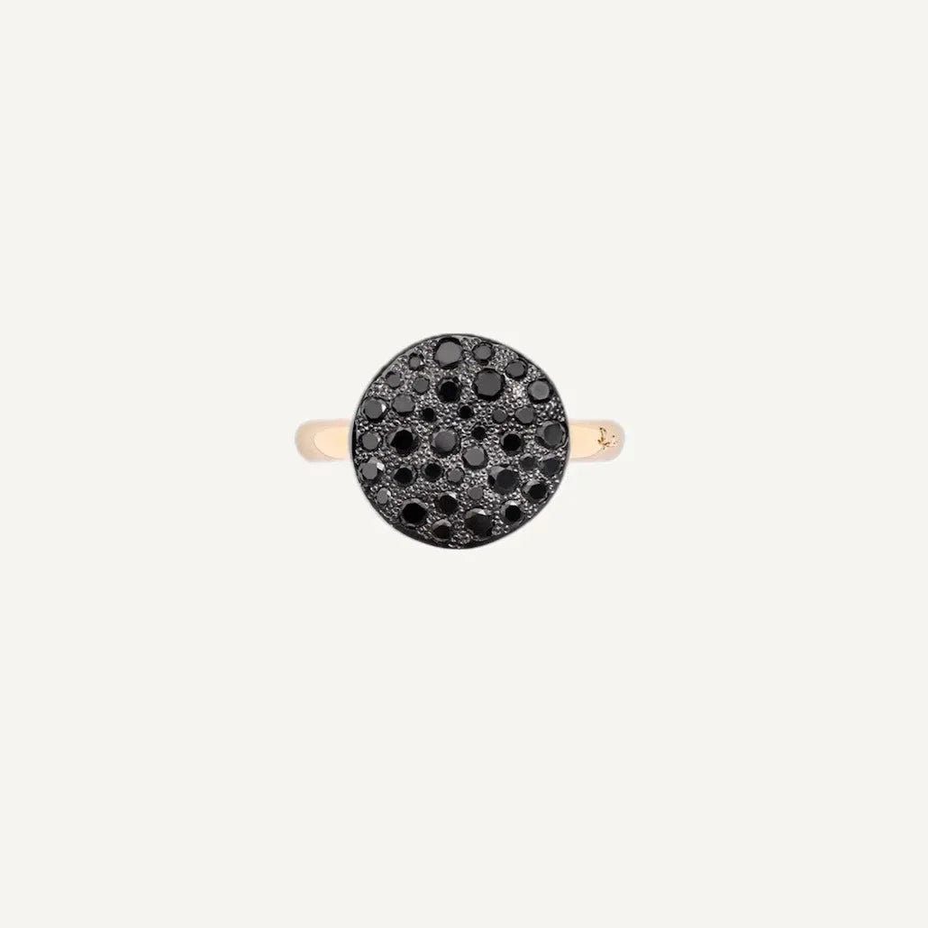 Pomellato Sabbia Ring in 18k Rose Gold with Pave Black Diamonds - Orsini Jewellers