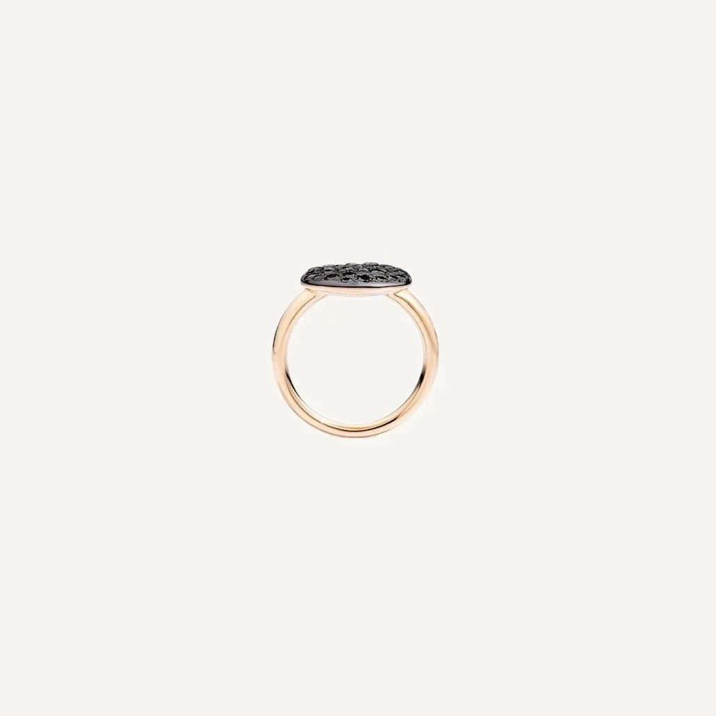 Pomellato Sabbia Ring in 18k Rose Gold with Pave Black Diamonds - Orsini Jewellers