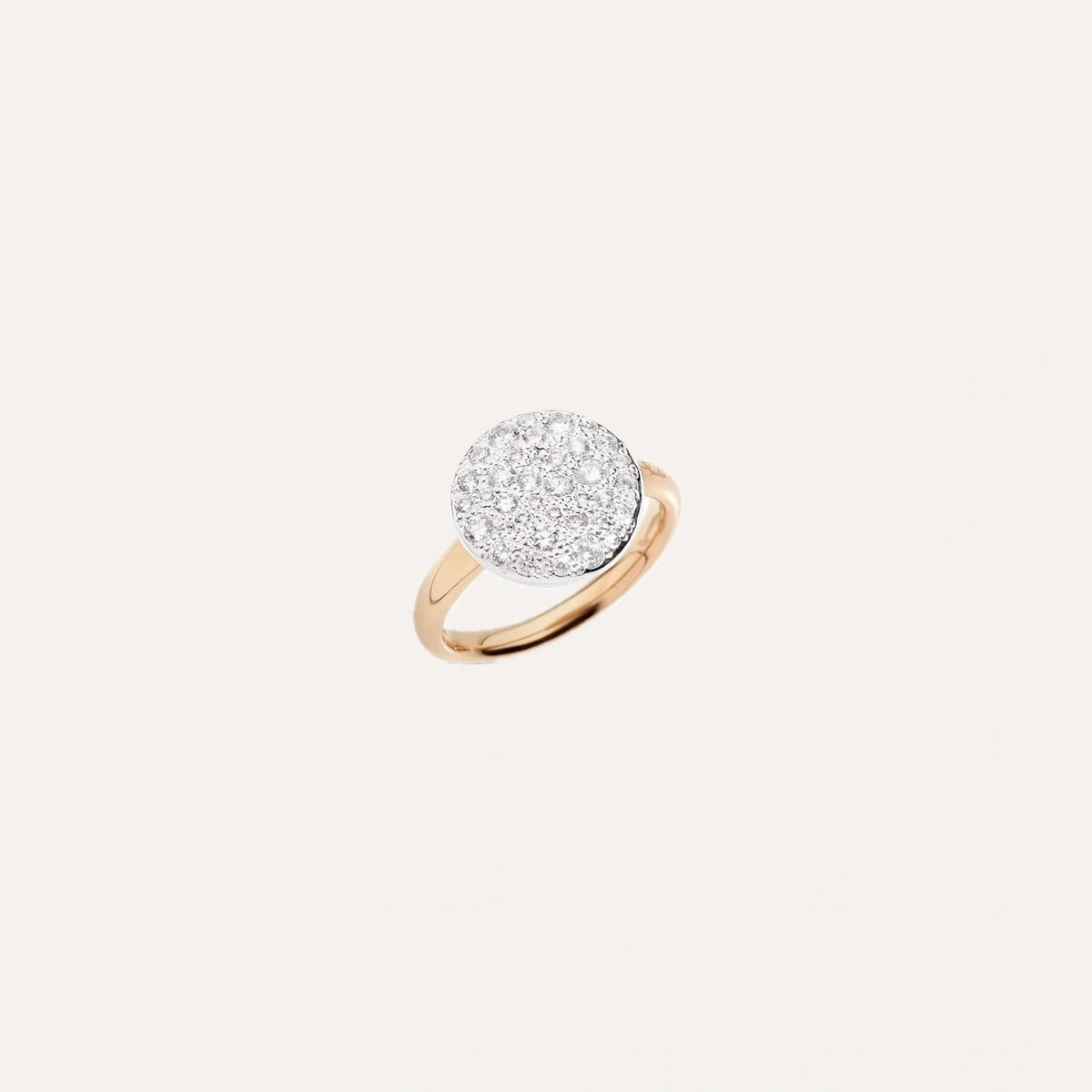 Pomellato Sabbia Ring in 18k Rose Gold with White Pave Diamonds large - Orsini Jewellers