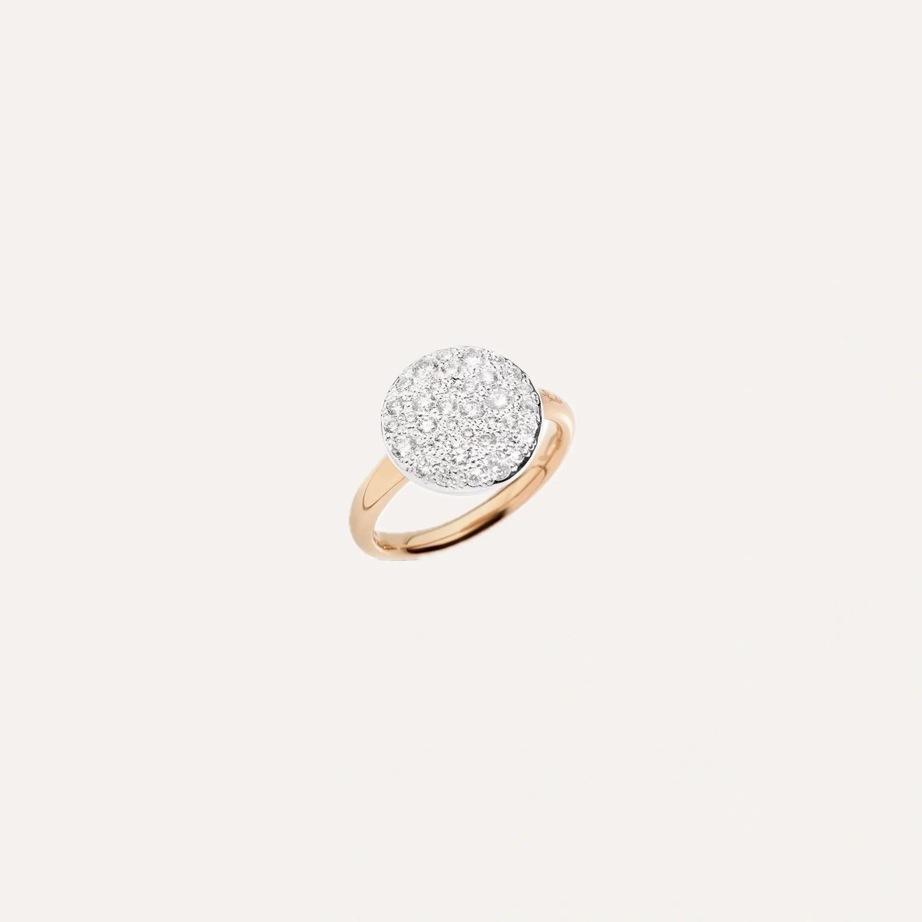 Pomellato Sabbia Ring in 18k Rose Gold with White Pave Diamonds large - Orsini Jewellers