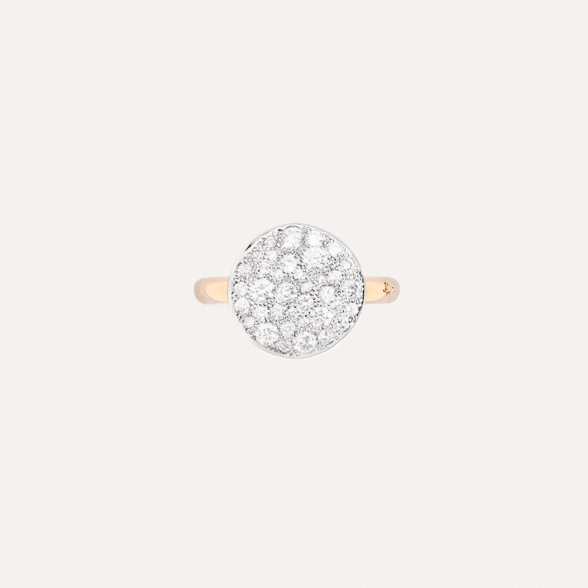 Pomellato Sabbia Ring in 18k Rose Gold with White Pave Diamonds large - Orsini Jewellers