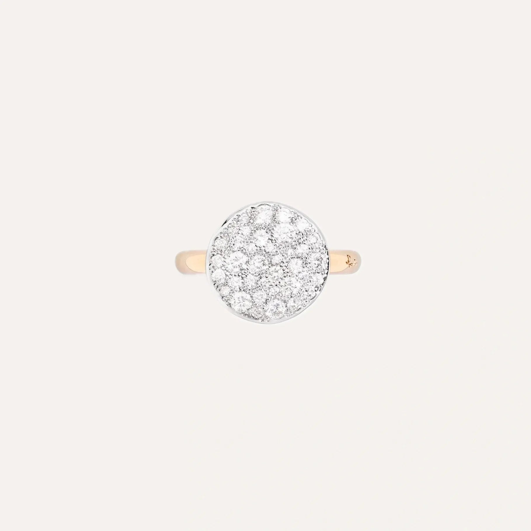 Pomellato Sabbia Ring in 18k Rose Gold with White Pave Diamonds large - Orsini Jewellers