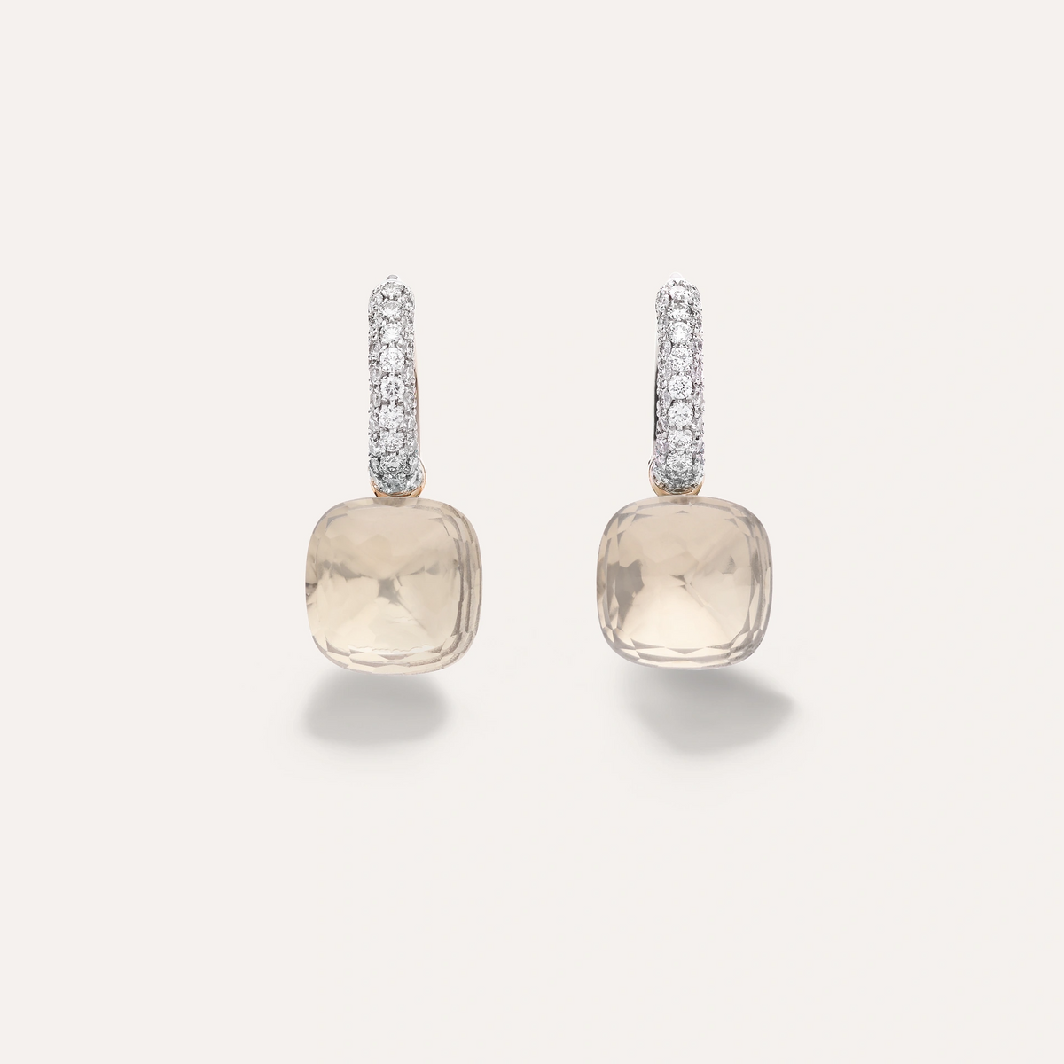 pomellato nudo earring in 18k rose and white gold with white topaz and diamonds