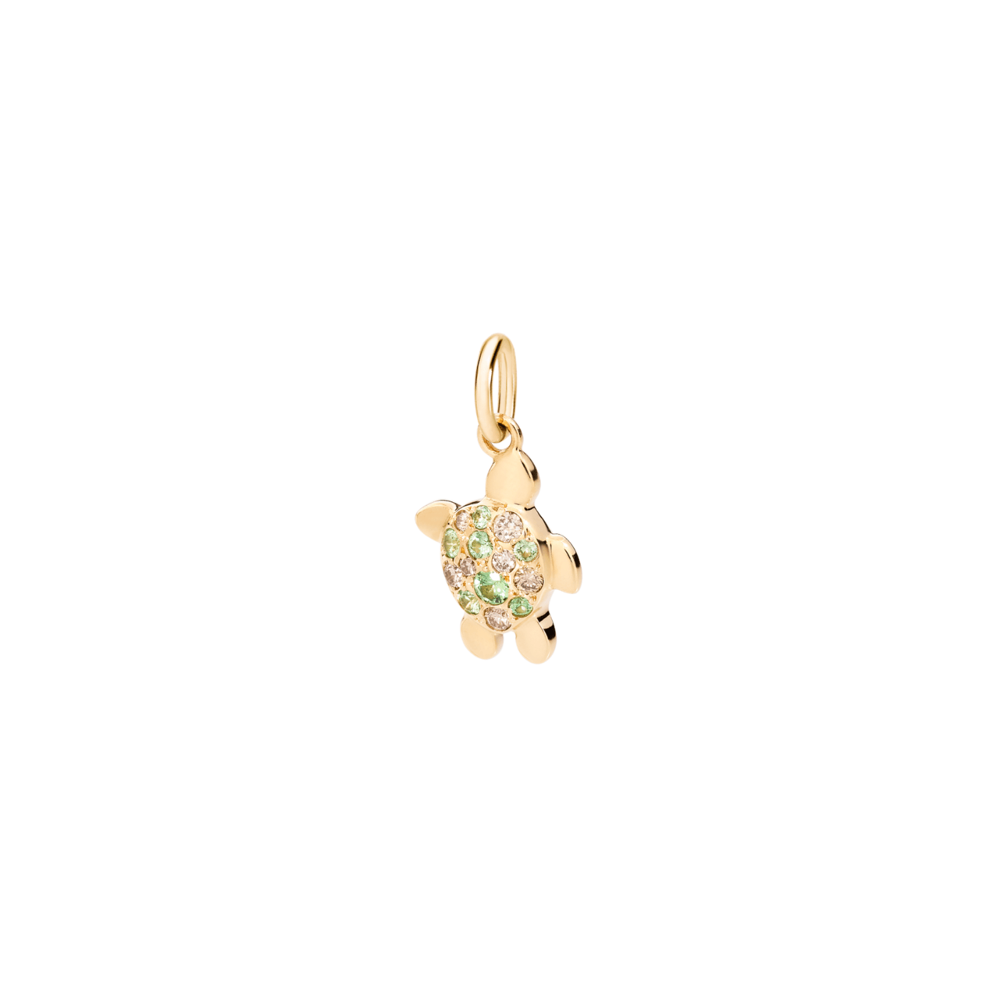 DoDo Charm TURTLE Yellow Gold Brown Diamonds and Tsavorites - Orsini Jewellers