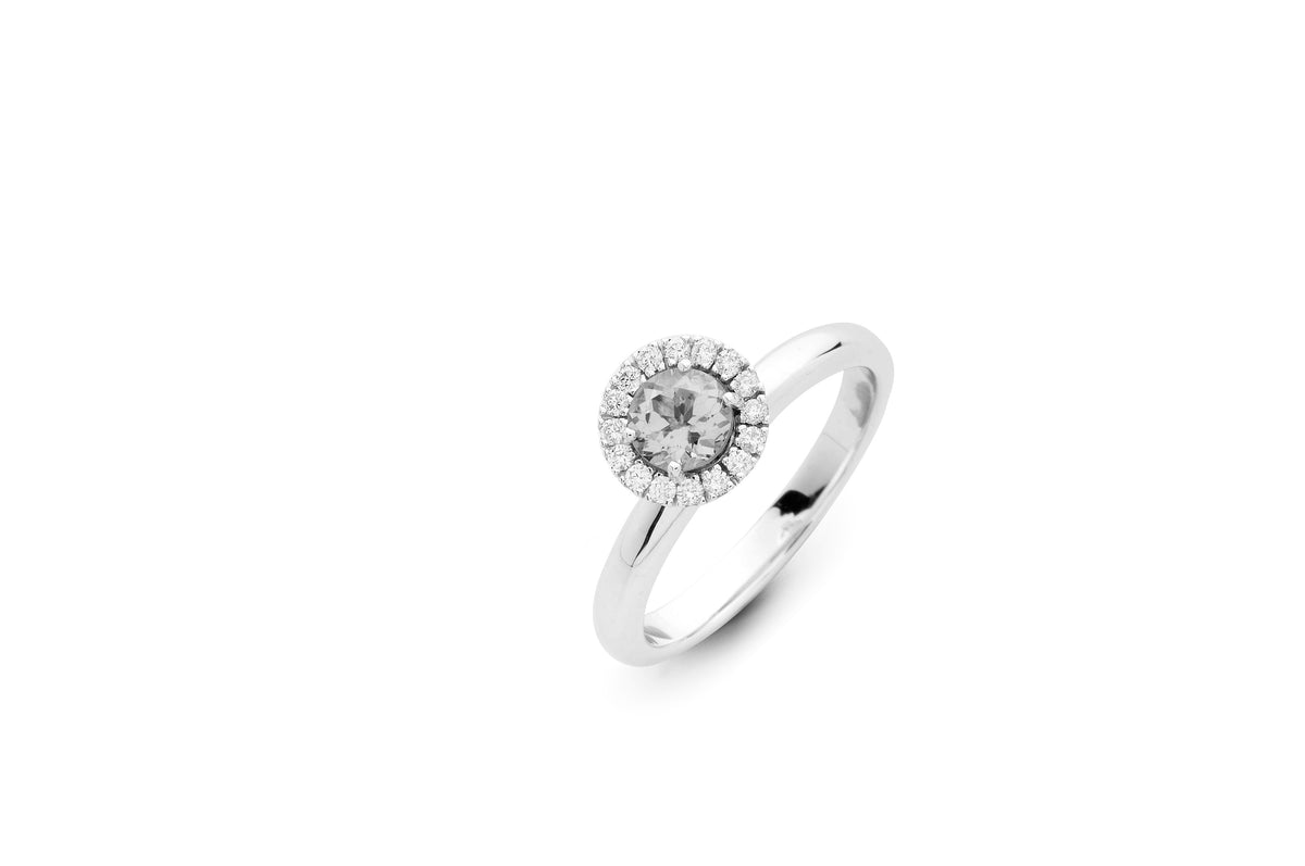 Colori Ring in 18k White Gold with White Topaz and Diamonds - Orsini Jewellers NZ