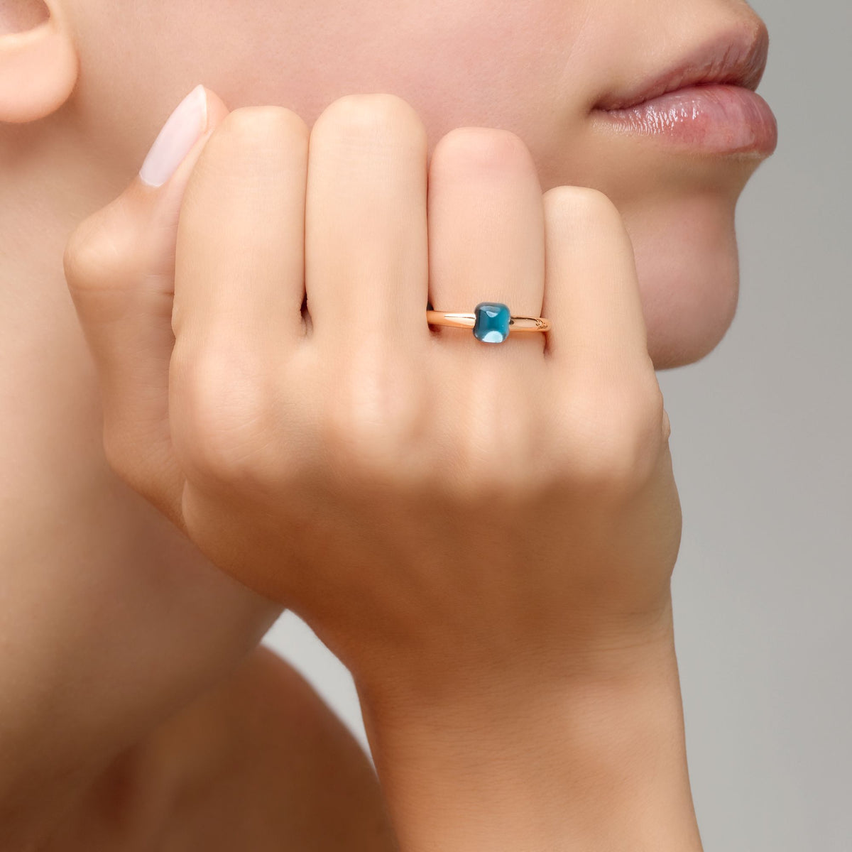 M&#39;ama non M&#39;ama Ring in 18k Rose Gold with London Blue Topaz - Orsini Jewellers NZ