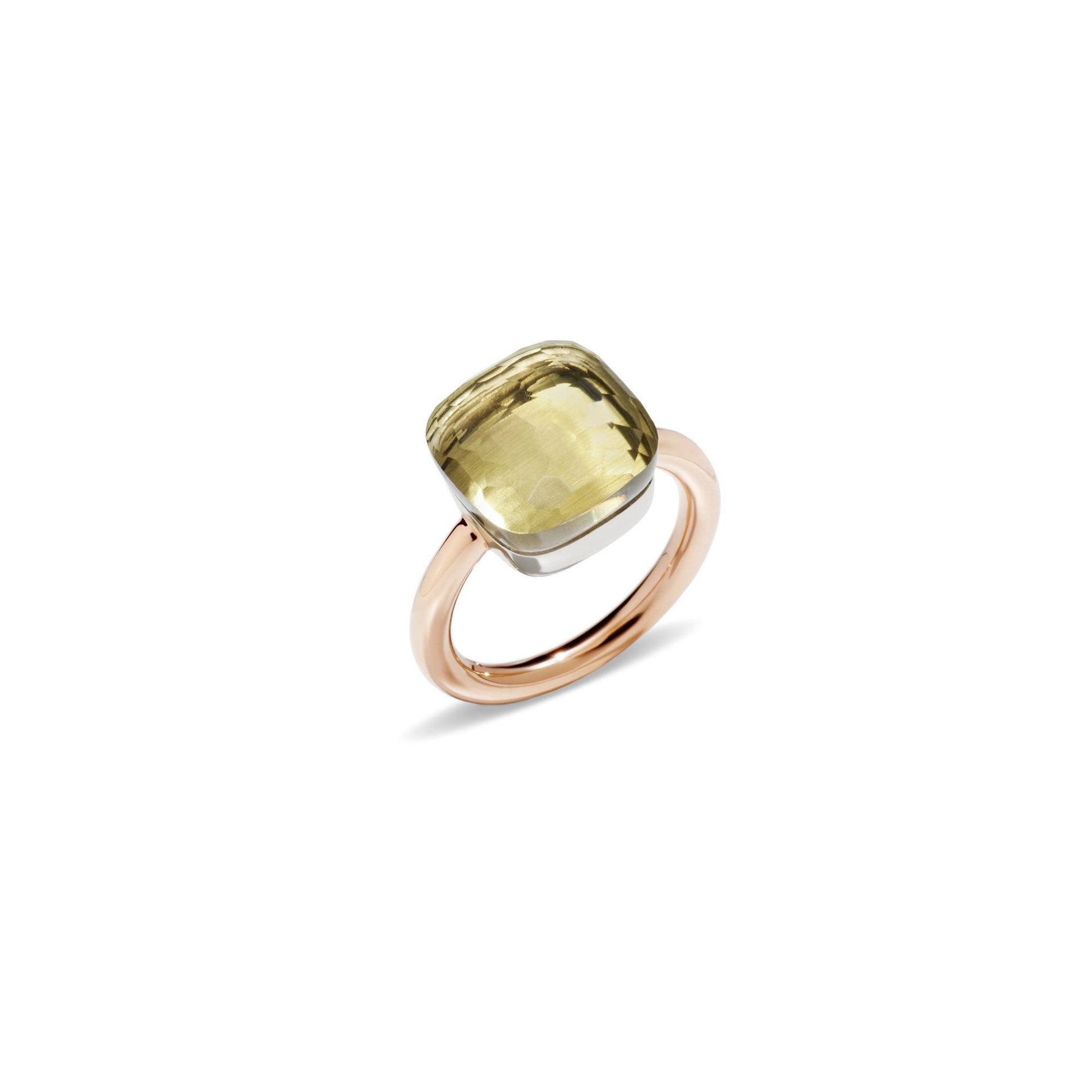 Nudo Maxi Ring in 18k Rose Gold and White Gold with Lemon Quartz - Orsini Jewellers NZ