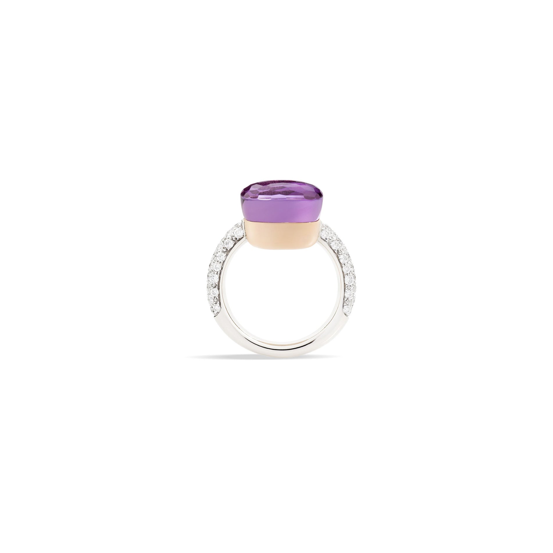 Nudo Maxi Diamond Ring in 18k White Gold and Rose Gold with Amethyst and Diamonds - Orsini Jewellers NZ