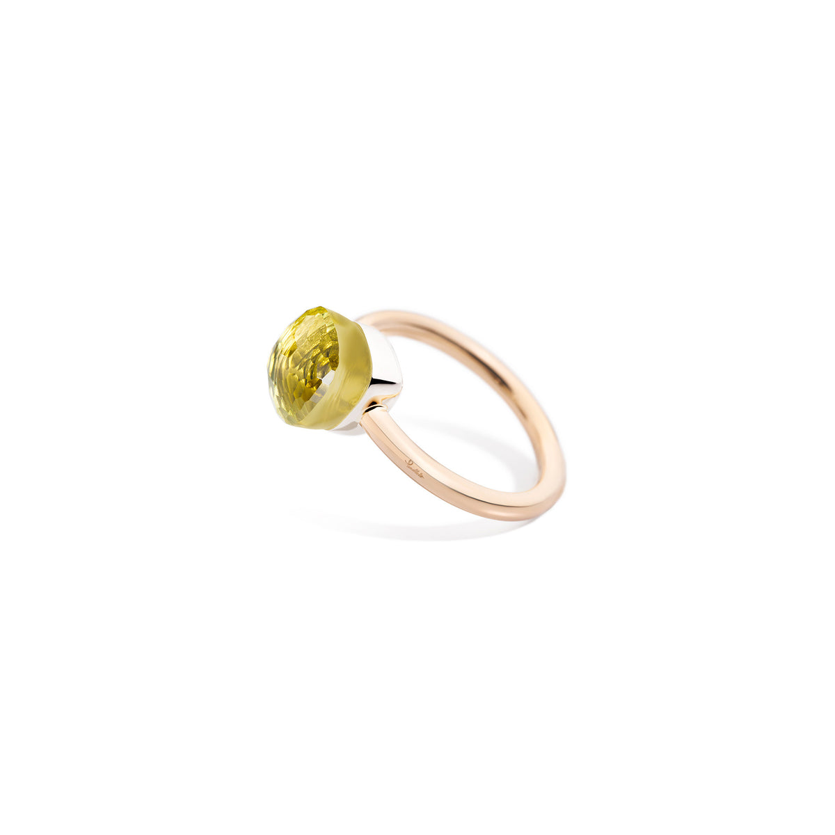 Nudo Petit Ring in 18k Rose Gold and White Gold with Lemon Quartz - Orsini Jewellers NZ
