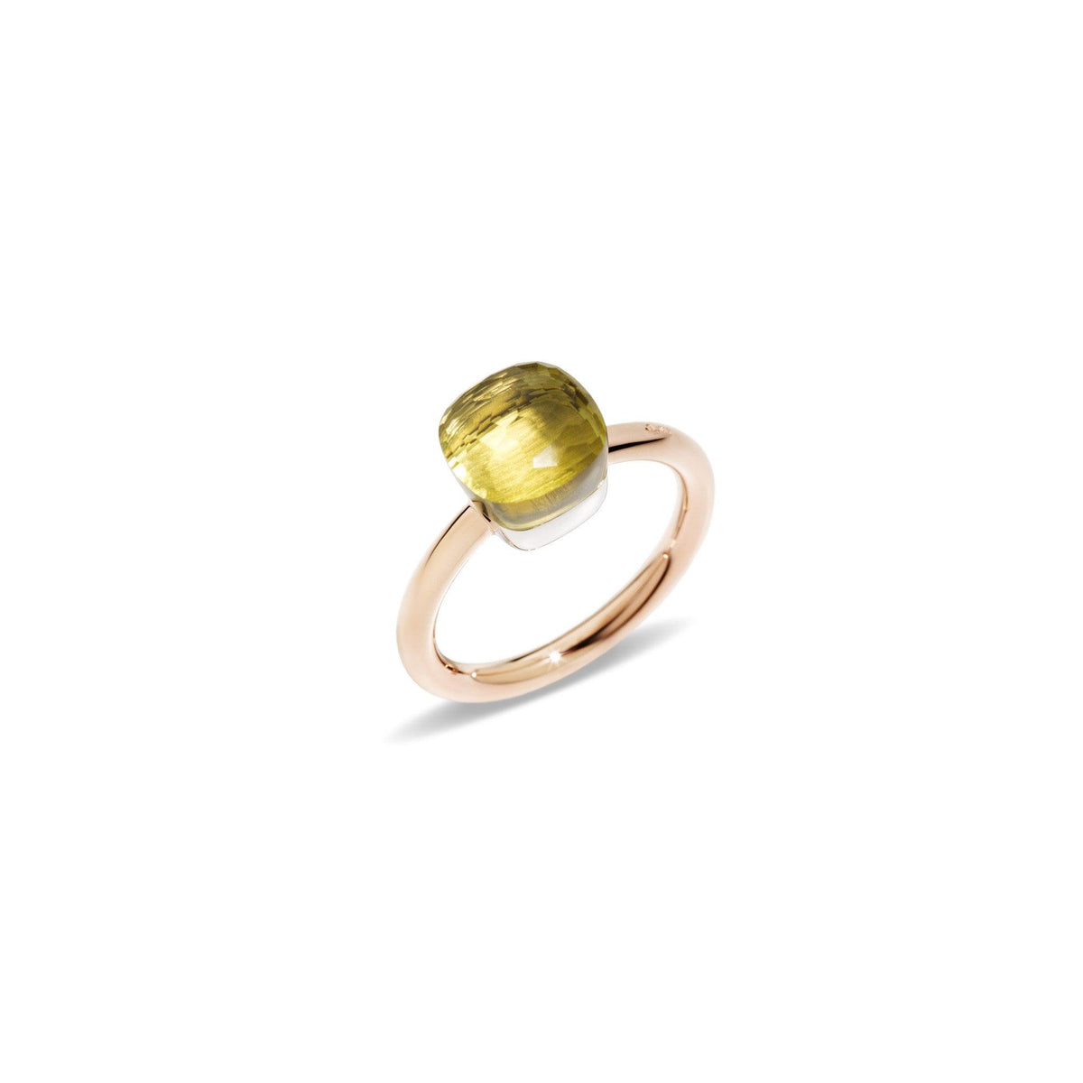 Nudo Petit Ring in 18k Rose Gold and White Gold with Lemon Quartz - Orsini Jewellers NZ