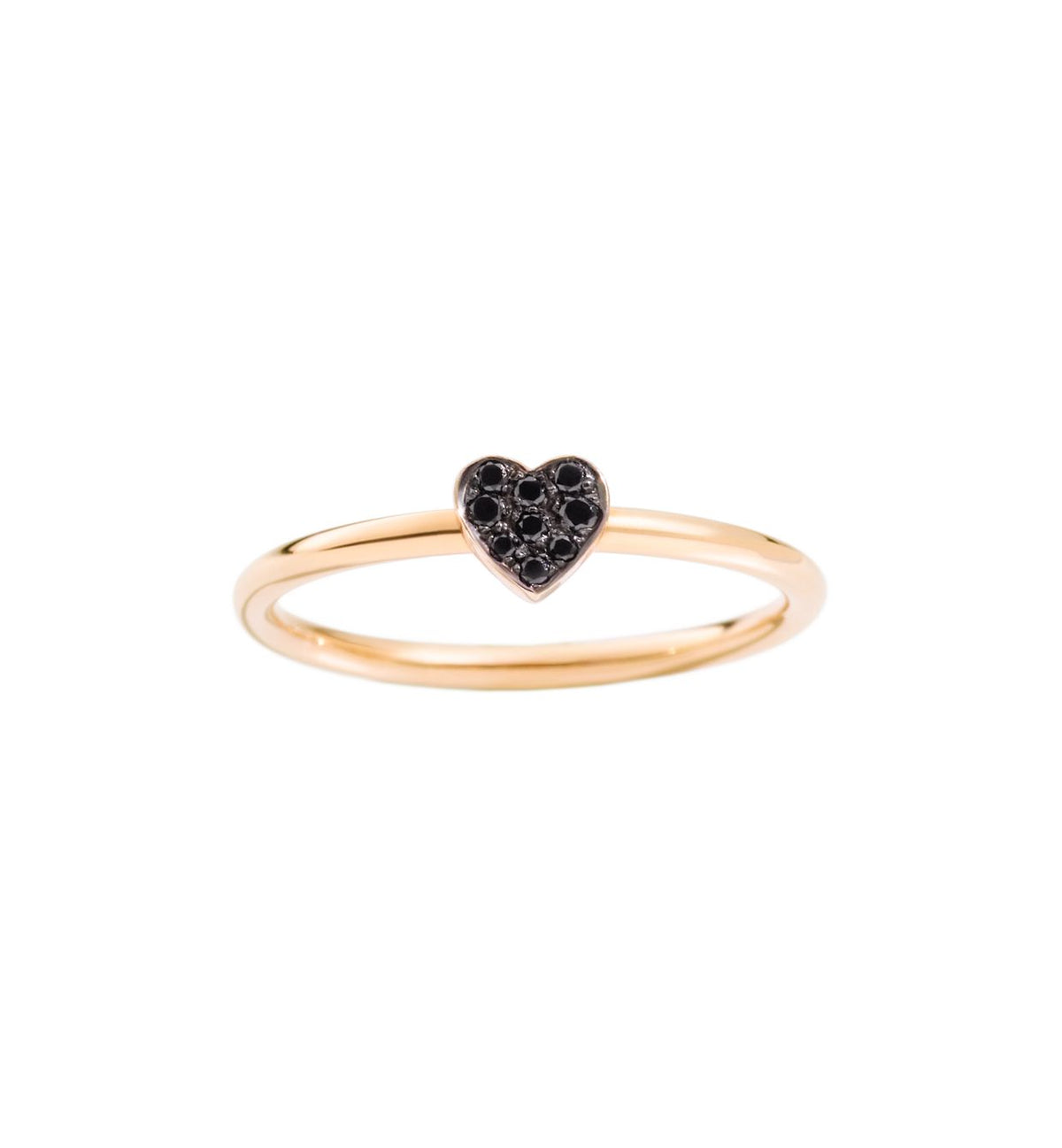 DoDo Heart Ring in 9k Rose Gold with Black Diamonds - Orsini Jewellers NZ