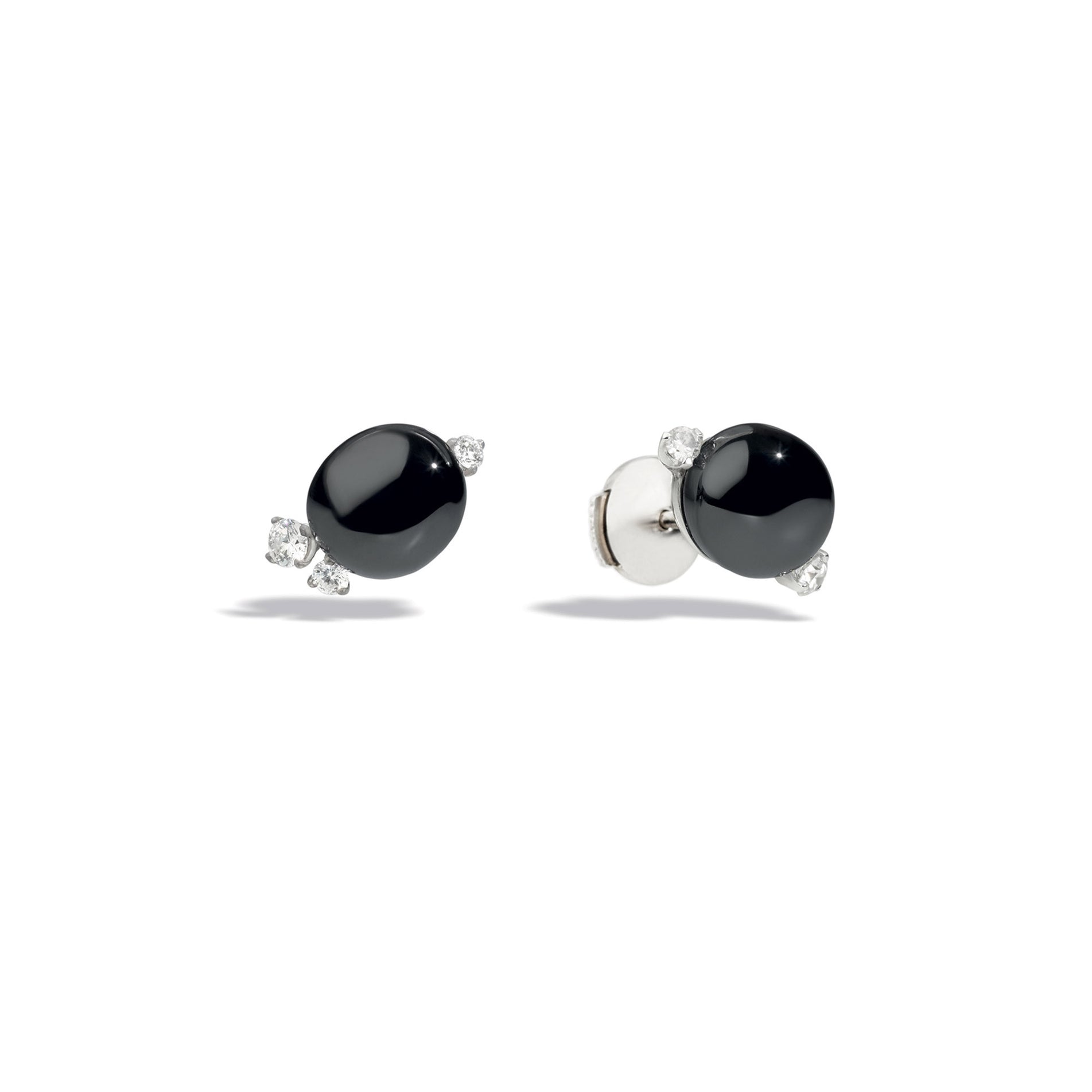 Capri Earrings in 18k Rhodium-plated White Gold with Black Ceramic and Diamonds - Orsini Jewellers NZ