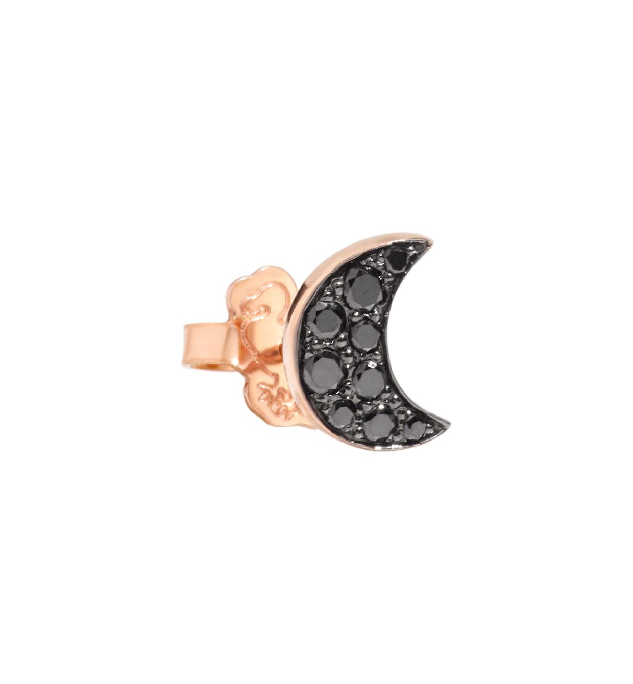 Dodo Moon Earrings in 9k Rose Gold and Black Diamonds - Orsini Jewellers NZ