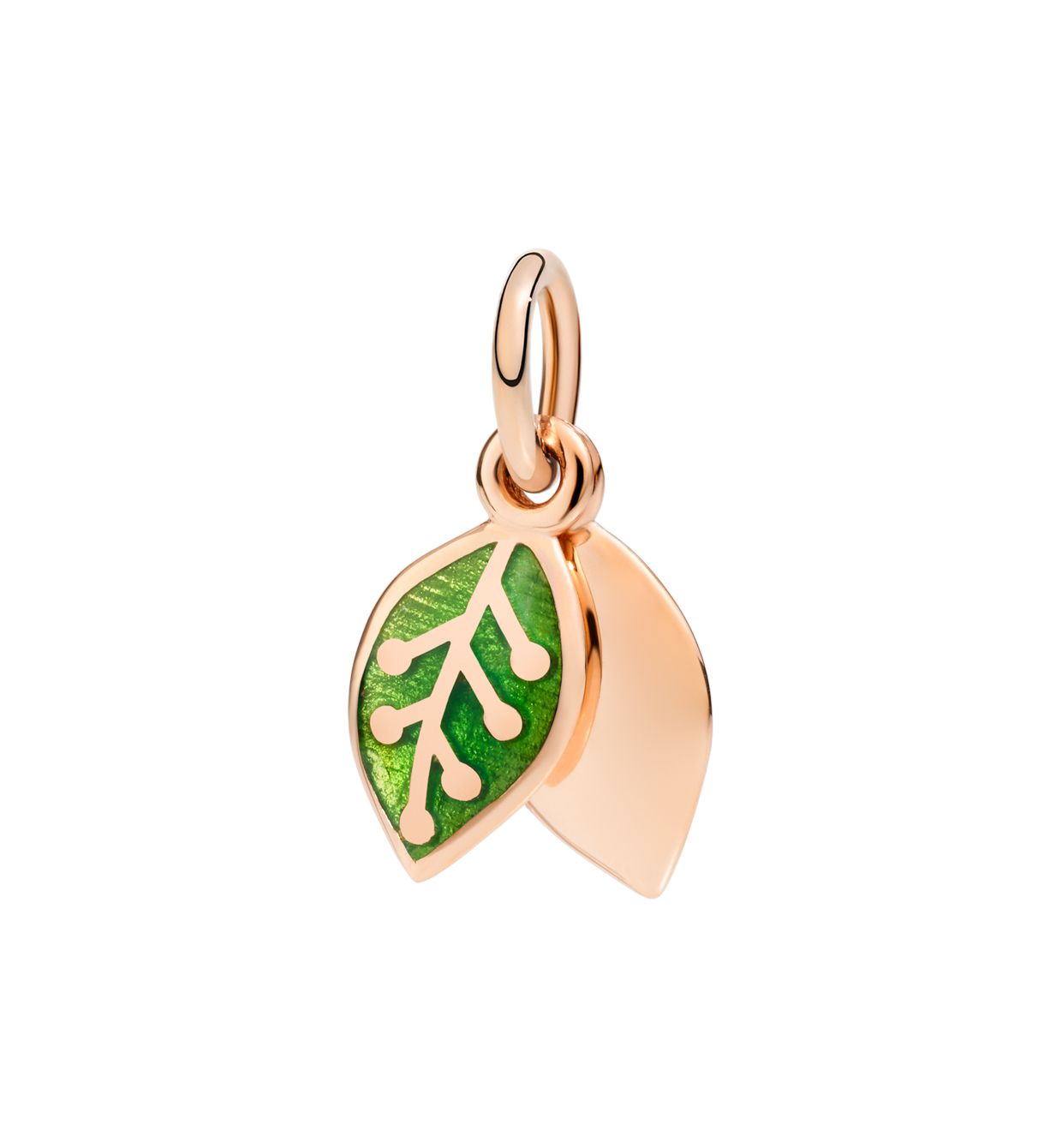 DoDo Leaf in 9k Rose Gold with Green Enamel - Orsini Jewellers NZ