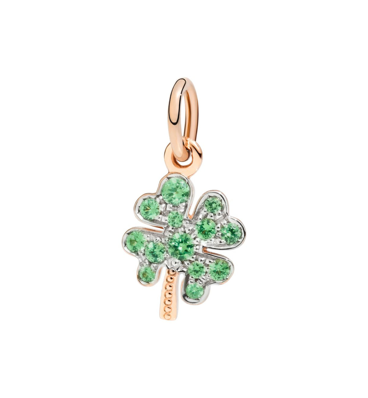 DoDo Four Leaf Clover Charm in 9k Rose Gold with Tsavorites - Orsini Jewellers NZ