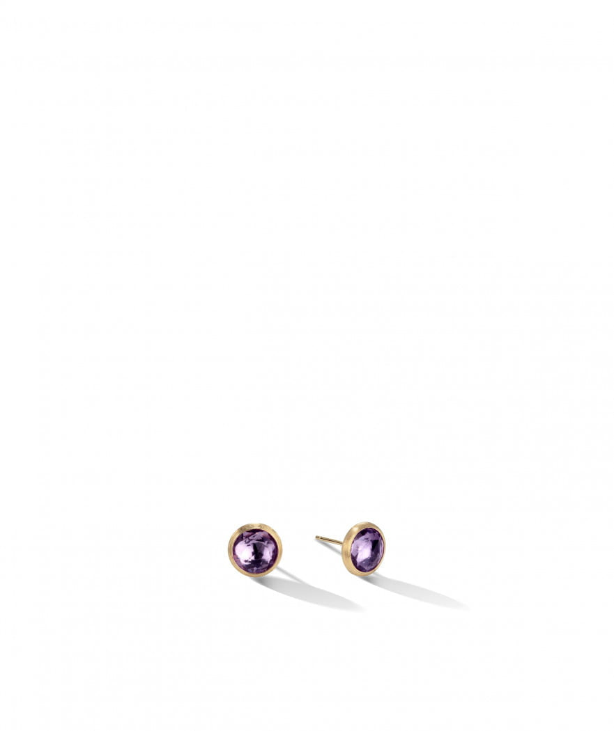 Jaipur Stud Earrings in 18k Yellow Gold with Purple Amethyst - Orsini Jewellers NZ