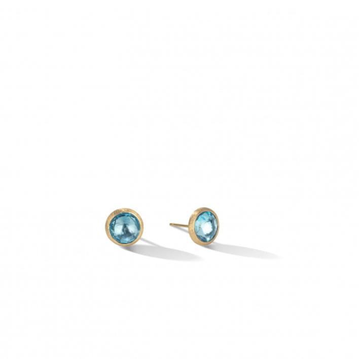 Jaipur Stud Earrings in 18k Yellow Gold with Sky Blue Topaz - Orsini Jewellers NZ