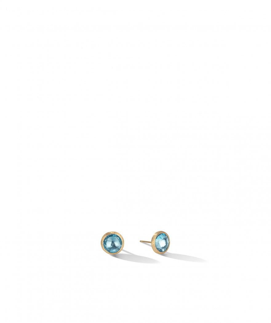 Jaipur Stud Earrings in 18k Yellow Gold with Sky Blue Topaz - Orsini Jewellers NZ