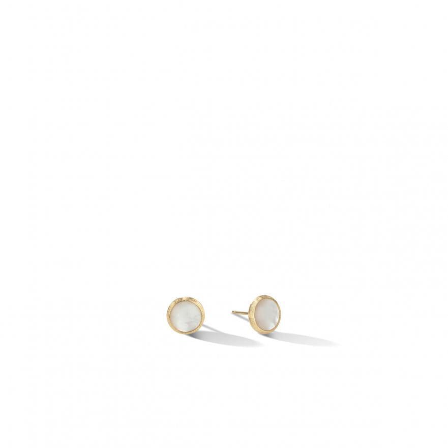 Jaipur Stud Earrings in 18k Yellow Gold with White Mother-of-Pearl - Orsini Jewellers NZ