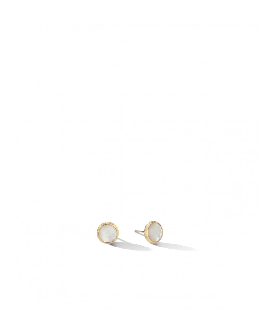 Jaipur Stud Earrings in 18k Yellow Gold with White Mother-of-Pearl - Orsini Jewellers NZ