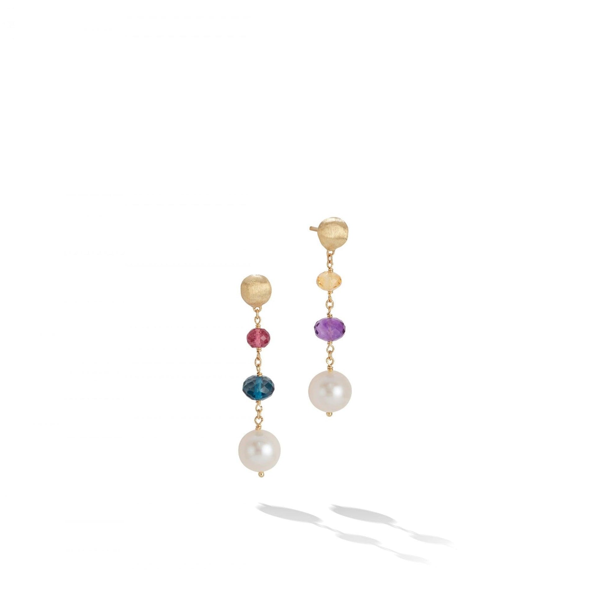 Marco Bicego Africa Gemstone Earrings 18k Gold with Gemstones and Pearls - Orsini Jewellers