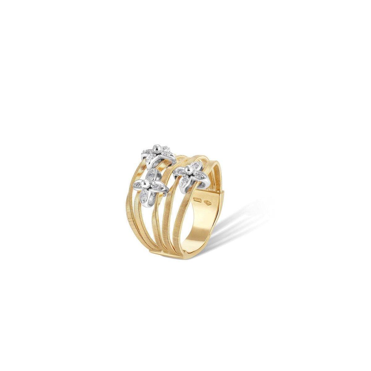 Marco Bicego Marrakech Onde Ring 5-strand Floral 18k Gold with Diamonds - Orsini Jewellers