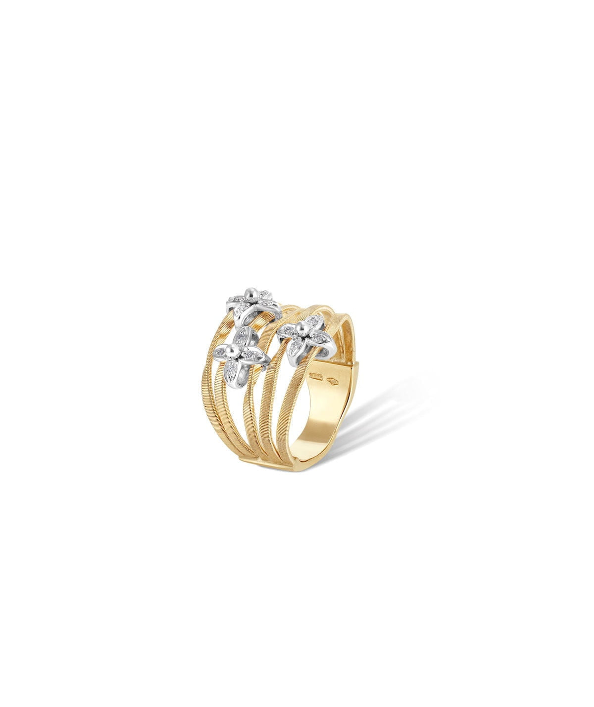 Marco Bicego Marrakech Onde Ring 5-strand Floral 18k Gold with Diamonds - Orsini Jewellers