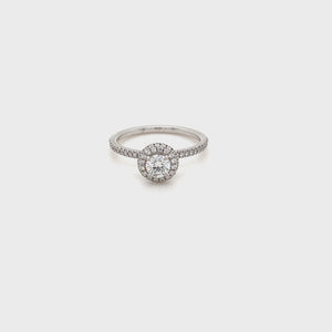 Video in lightbox of Hulchi Belluni Diamond ring with diamond halo 