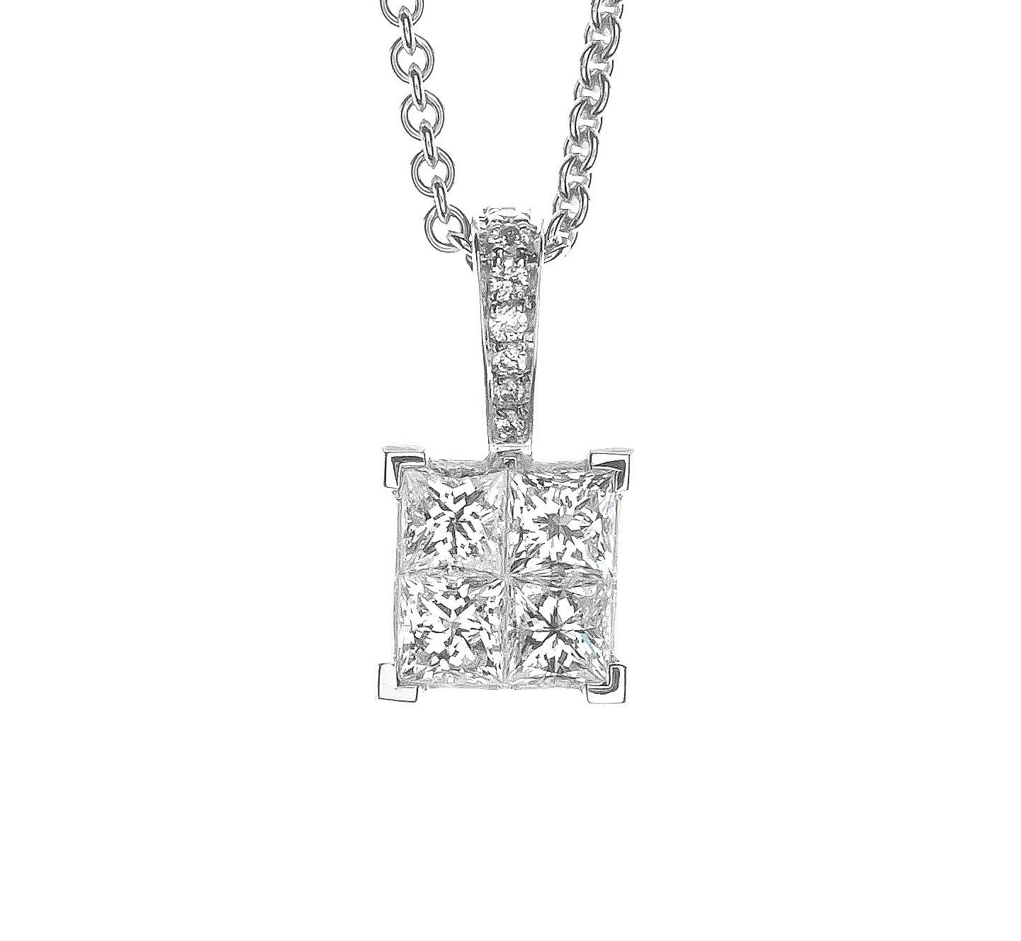 Belluci Quadrato Diamond Princess Cut Pendnat - Orsini Jewellers NZ
