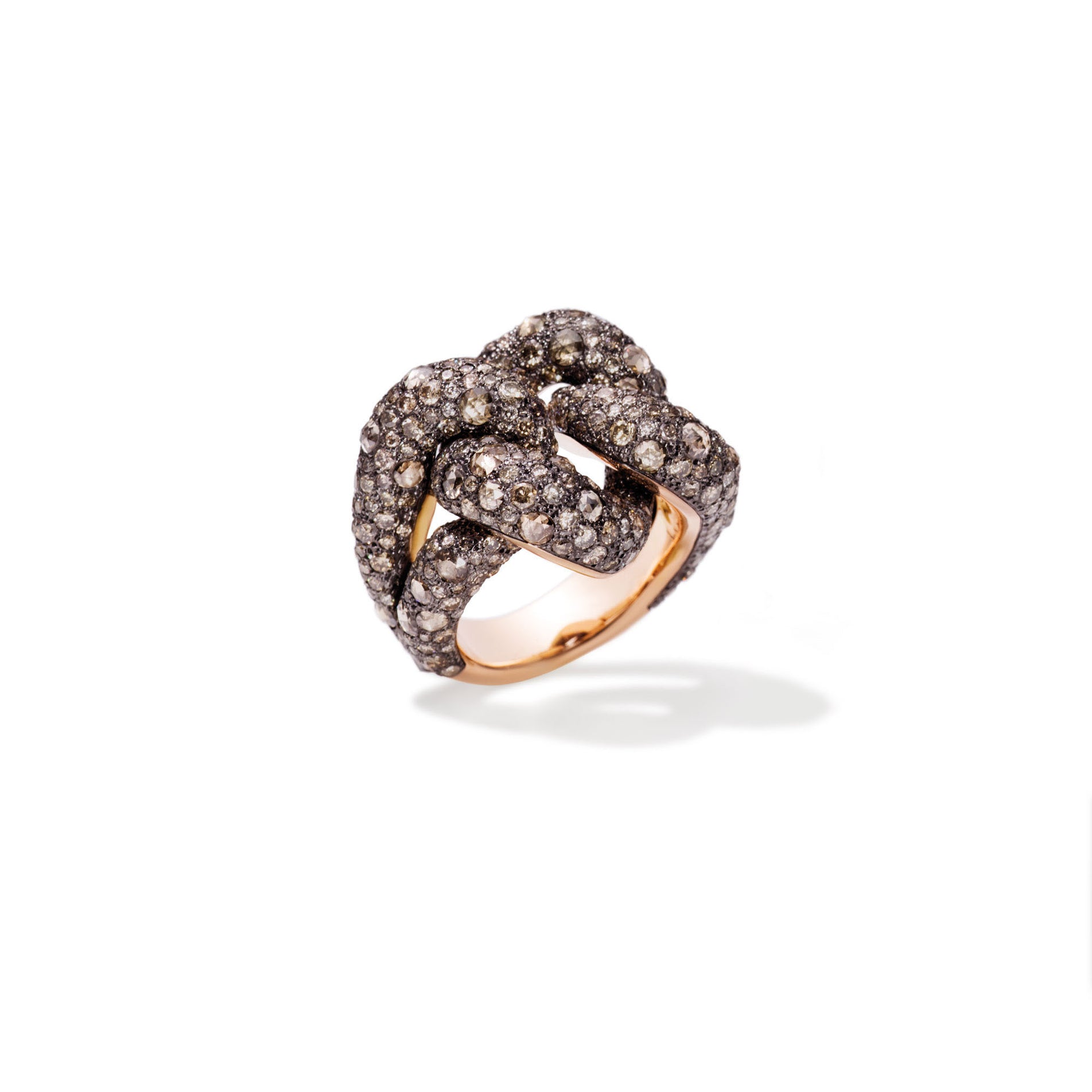 Tango Ring in 18k Rose Gold and Burnished Silver with 392 Brown Diamonds - Orsini Jewellers NZ