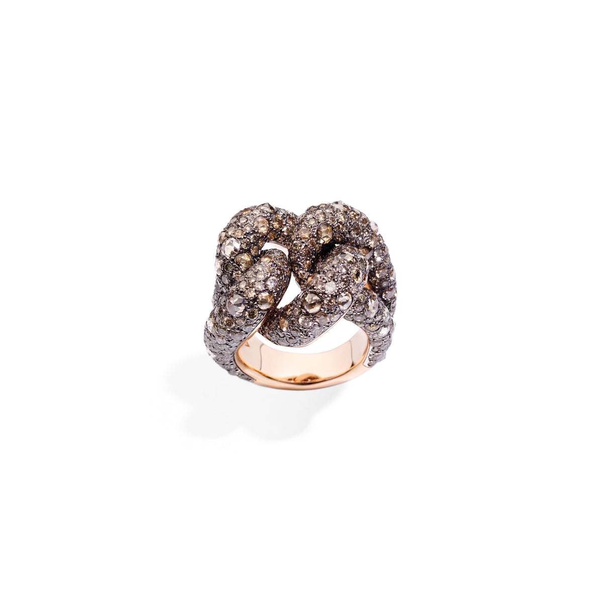 Tango Ring in 18k Rose Gold and Burnished Silver with 392 Brown Diamonds - Orsini Jewellers NZ